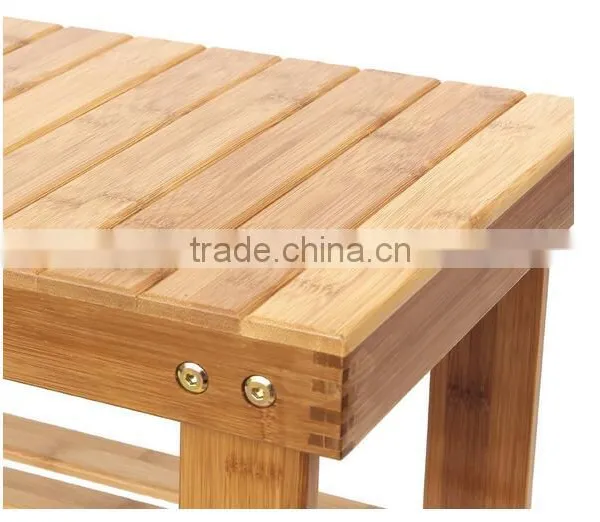2 Tier Natural Bamboo Shoe Rack Bench Storage Organiser Holder 70 x 28 x 45cm photo-4