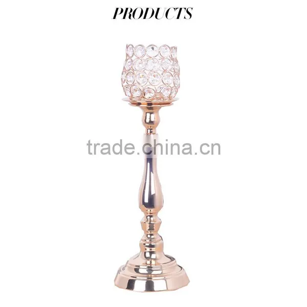 2016 New Design Tulip Crystal Candle Stand Candle Holder Home Party Decor Candlestick Metal Plated Romantic Europe Holders photo-3