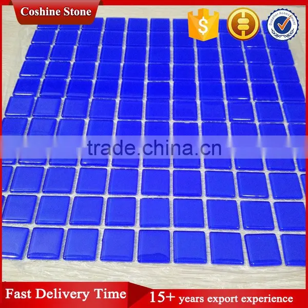 Deep Blue Pure Color Cheap Glass Tile Pool Mosaics photo-2