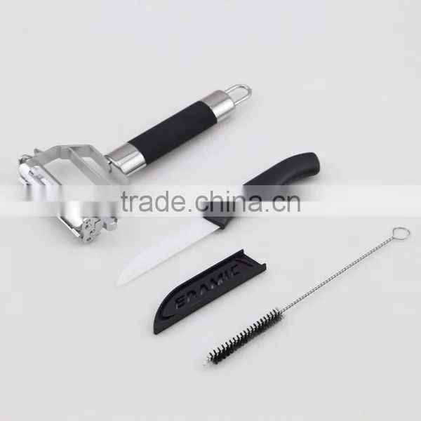 4 in 1 Stainless Steel Julienne Peeler Ceramic Kife Set With Cleaning Brush photo-2