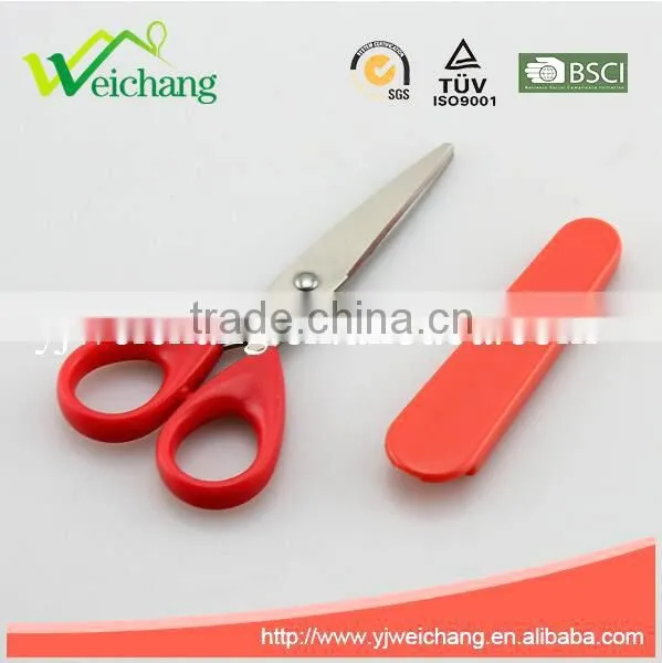 WCSC217 Premium Novelty Wholesale Soft Handle Colorful School Children Plastic Scissors With Cover photo-2