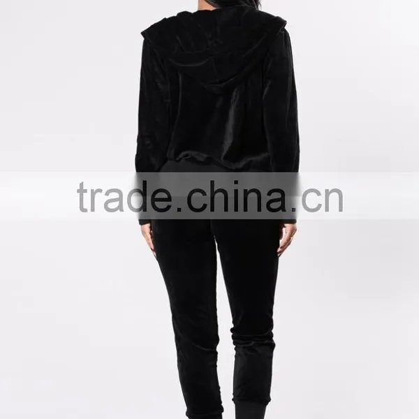 Fitness Clothes Gym Hoodie Womens Velvet Track Suit Matching Set Long Sleeve Zip Up Hoodie And Jogger Pants Blank Tracksuits photo-6