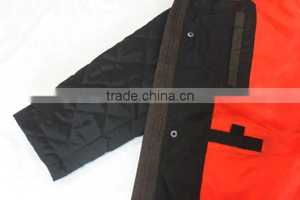 Stand Colar Button and Zipper Multi Pocket Black Jacket With Applique on Sleeve photo-5