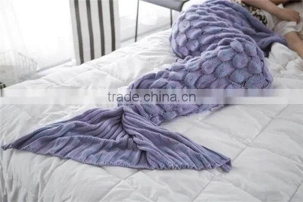 TV Blanket Knitted Fish Scale Mermaid Tail Blanket Colorful Sleeping Bag photo-3