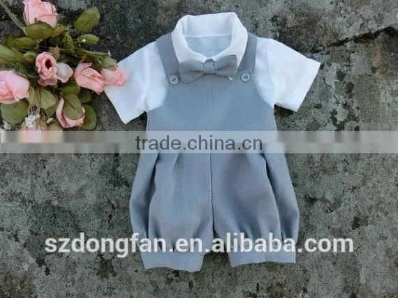 Baby Boy Romper Linen Baby Wedding Outfits Boys Formal Suit photo-2