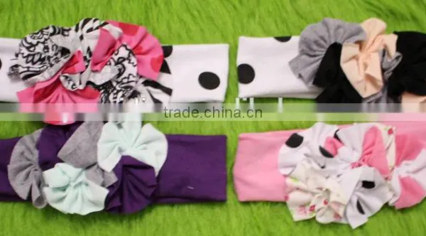 Boutique Stretchy Cotton Flower Headband For Baby Girl Wholesale Children Clothing Sets Hairband For KIds photo-2