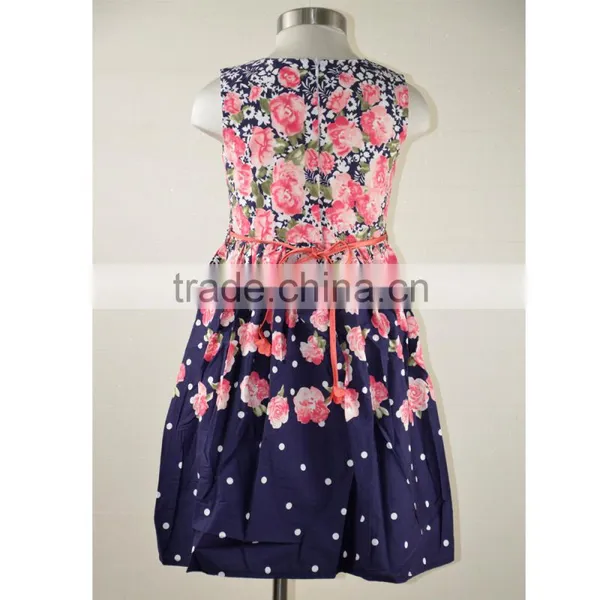 2017 Summer Lovely Cotton Flower Print Baby Girl Dress Frock Designs photo-2
