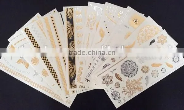 2015 Wholesale Gold Metallic Temporary Tattoo photo-4
