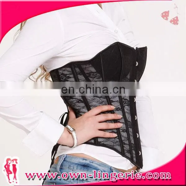 Black Steel Boned Sexy Lace Mesh Corset Ladies Waist Shaper Corset on Sale photo-4