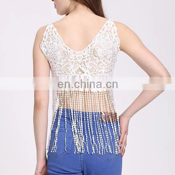 Latest Women Fashion Tank Top Sexy Lace Crop Top photo-6