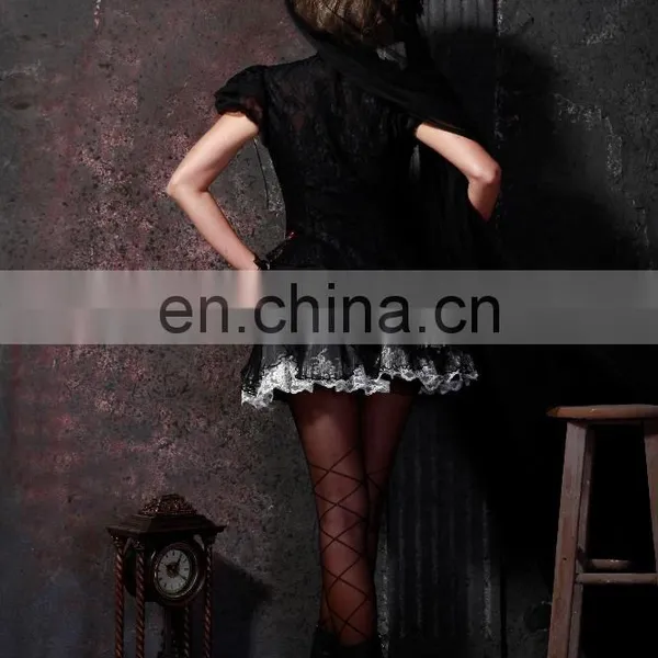 Gothic Short Sleeves Lace Top With High Collar photo-6
