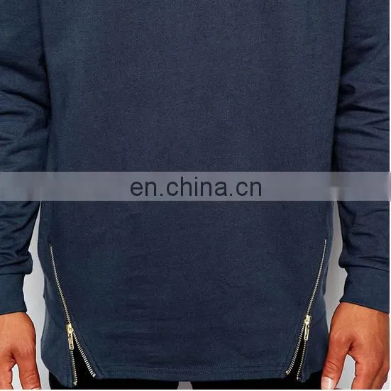Wholesale Custom Men's Plain Crewneck Zipper Oversized Sweatshirts/Sweatclothing photo-4