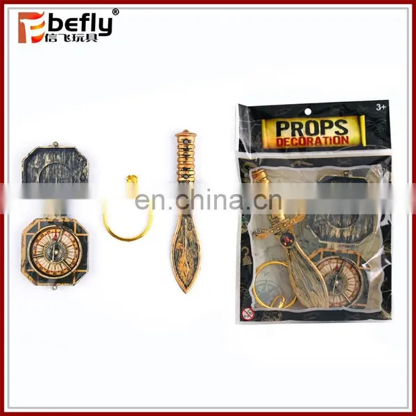 3pcs mini plastic pirate sword toy with compass