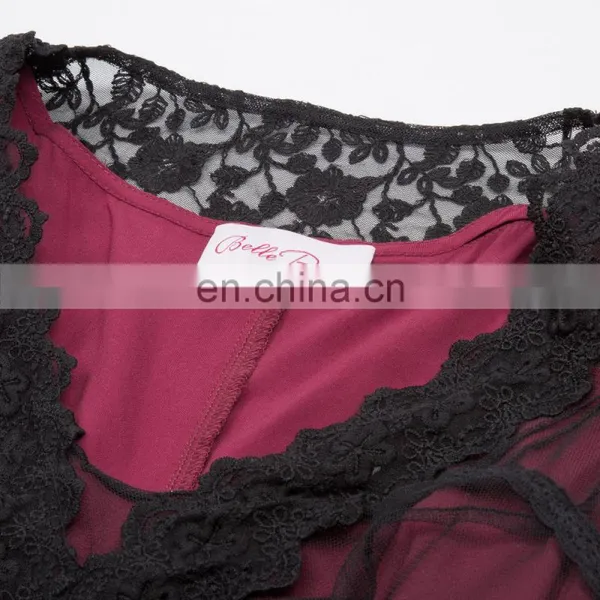 Belle Poque Sexy Women's Retro Vintage Half Sleeve V-Neck Lace Victorian Style Dress BP000247-2 photo-3