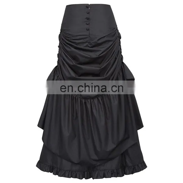 Belle Poque Vintage Retro Gothic Victorian Edwardian Bustle Style Black Skirt BP000405-1 photo-4