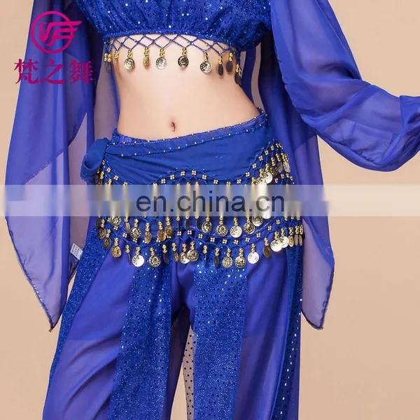 Cheap Chiffon 128 Coins Belly Dance Hip Scarf Belt With Gold Coins Y-2012# photo-2