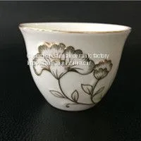 Small Good Sale Arabic Style Ceramics Cawa Coffee Cup With Gold Flower Design photo-5