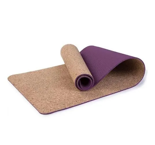 Natural Rubber Cork Material and Burlywood Color Cork Yoga Mat photo-2