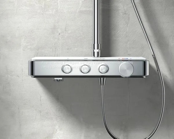 AT-P011 Luxury Bathroom Shower Column Chrome Colour 3 Functions Rain Shower With Table Foshan Supplier photo-2