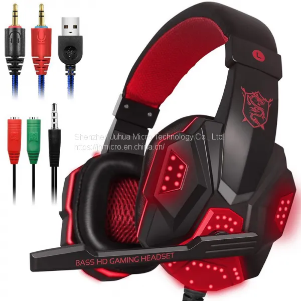 Hot Selling LED Over-ear Computer Gaming Headset Headphone With Mic For Steam Game photo-5