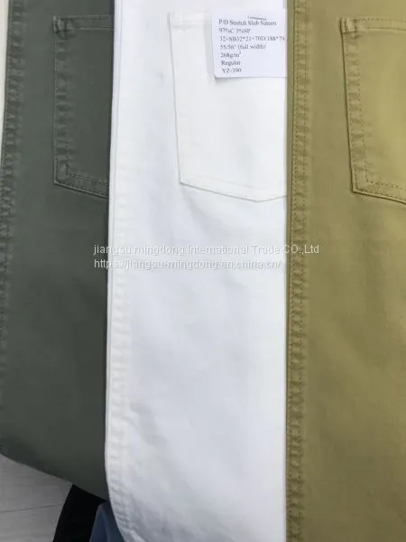 97%Cotton 3%Spandex Slub Sateen Fabric photo-3