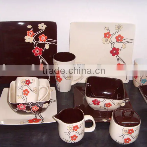 Two Tone Glazed Dinnerware 47PCS