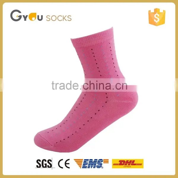Cute Lady Pink Color Cotton Young Girls Tube Socks With Jacquard 2016