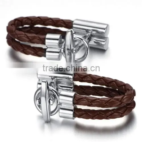 Vintage Cufflinks for Mens Jewelry Shirt Cufflinks, Brown, Leather, Clasp CL-022 photo-3