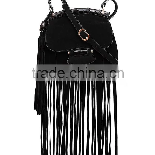 C88889A High Fashion Ladies Chain Fringe Shoulder Bag Tassels Suede Bag photo-3