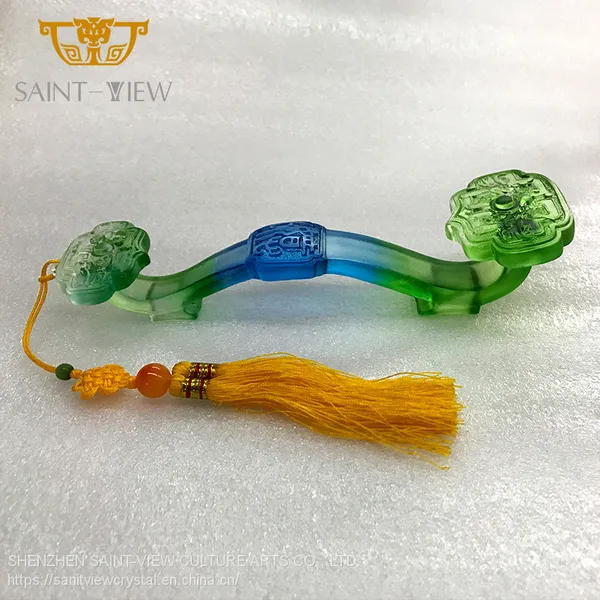 Chinese Fengshui Lead Crystal Liuli Ruyi New Year Business Gift Home Office Decoration photo-3