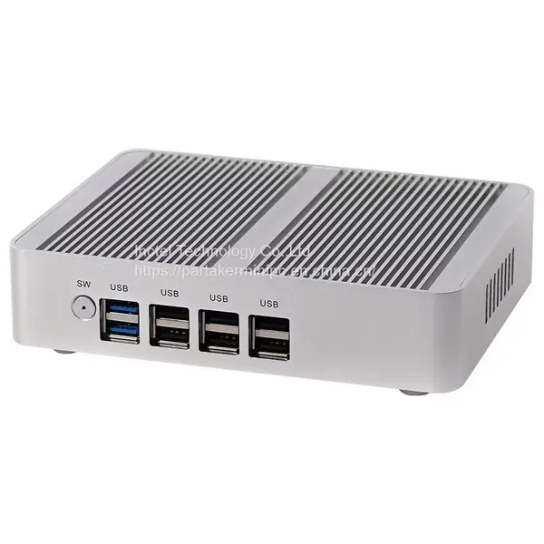 Partaker Fanless Mini PC Alder Lake-N Intel Core N100 Windows 11 Pro HTPC 2 x LAN 1 x DP 2 x HDMI WiFi Desktop Computer photo-3