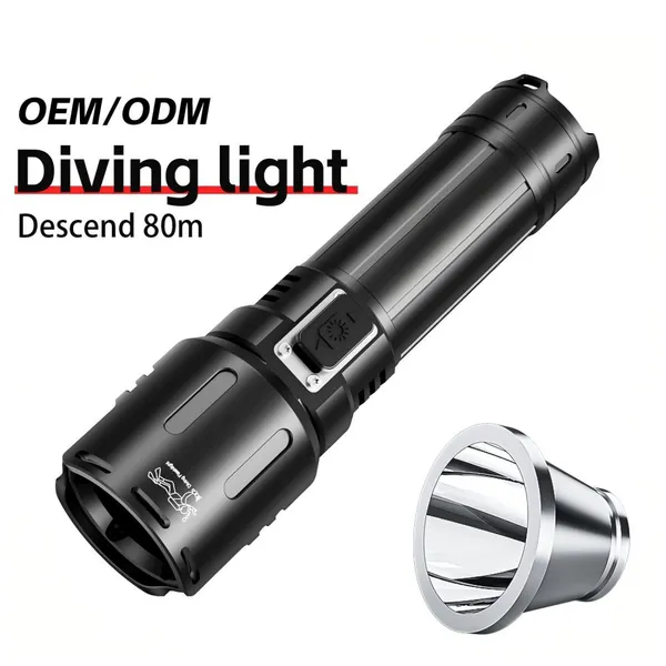 Professional IPX8 Diving Flashlight 1400LM SST40 LED 200M Underwater Rechargeable Torch With 5000mAh Battery for Scuba Diving