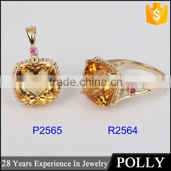 Wholesale 10k Gold Gemstone Engagement Ring Jewelry With Citrine 2015 New Design photo-2