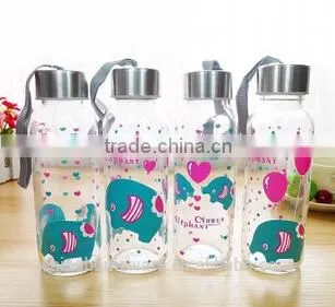 Wholesale New Items Transparent Animal Fashionable Portable Little Elephant Water Glass Bottle With Stainless Steel Lid
