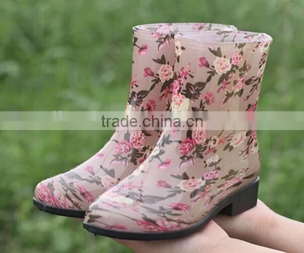 2015 New Style Garden Rubber PVC Cheap Clear Women Raining Boots Quality Choice photo-2