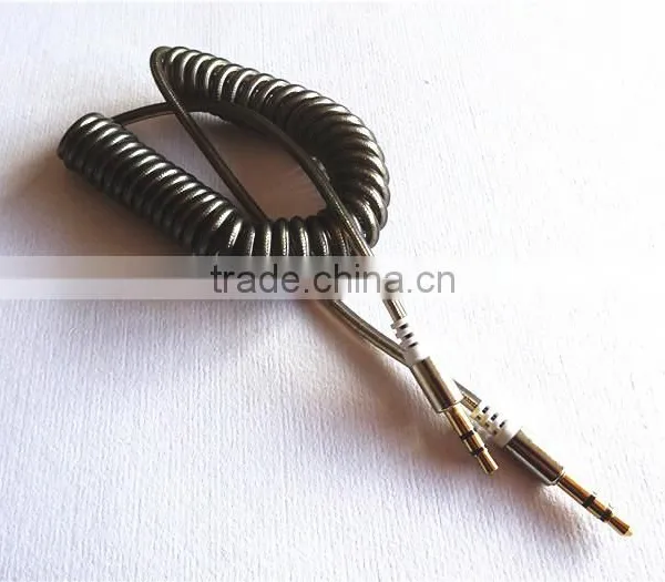 Wholesale Fashionable Flexible Dc3.5m to Dc3.5m Spiral Metal Transperant Cable Extend Stereo Audio Aux Cable photo-4