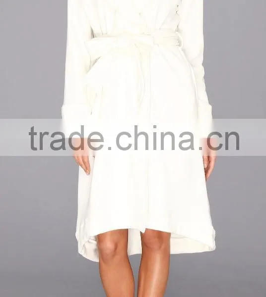 Wholesale Long Sleeve Warm Plain Women's Cotton Bathrobe photo-4