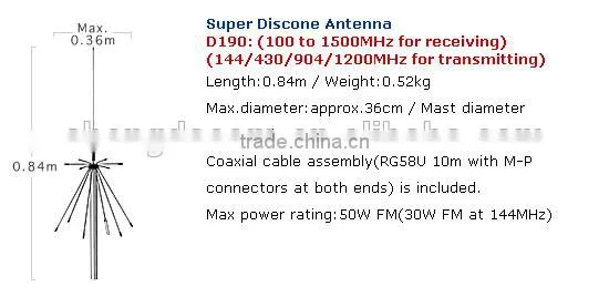 SUPPER DISCONE ANTENNA D190 100-1500MHZ,multi Band Antenna,wide Band Antenna photo-2