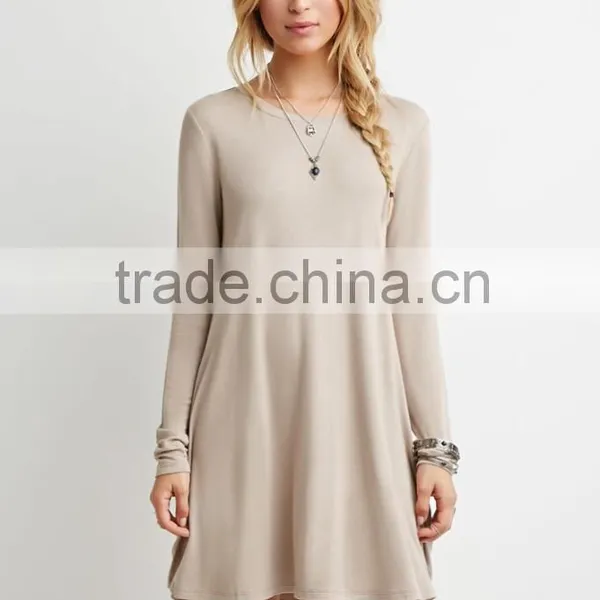 Terry Cloth With Soft Nap Posed Long-sleeved Dress