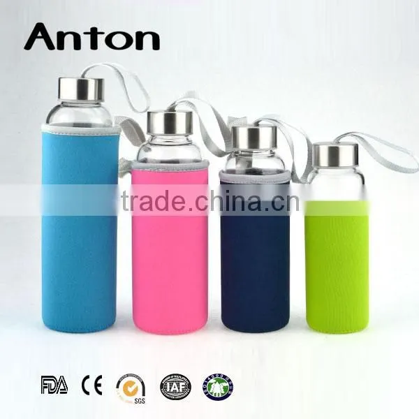 350-500ml High Borosilicate Glass Tea Bottle Water Bottle With Infuser Handmade Glassware OEM