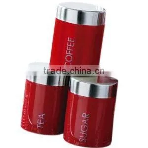 3pcs Stainless Steel Tea Coffee Sugar Canister Set