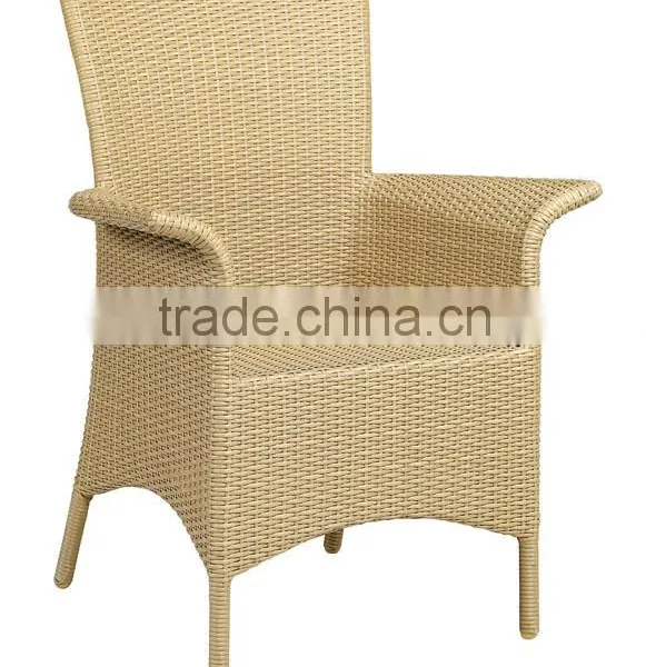 Outdoor Dining Set in Nature Flat Wicker Includes Six Chairs and Dining Table With Teak Wood Glass Table Top photo-2