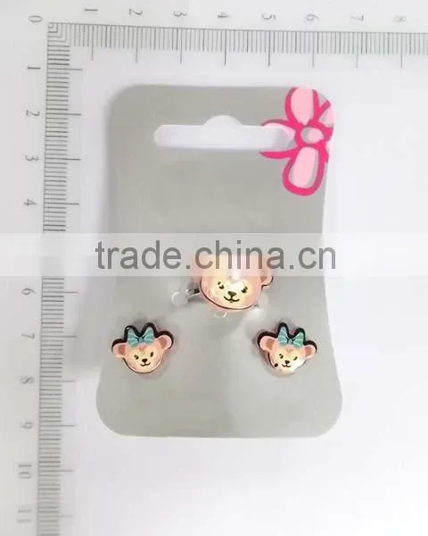 Cute Acrylic Carton Animal Earring and Ring Set for Kids photo-2