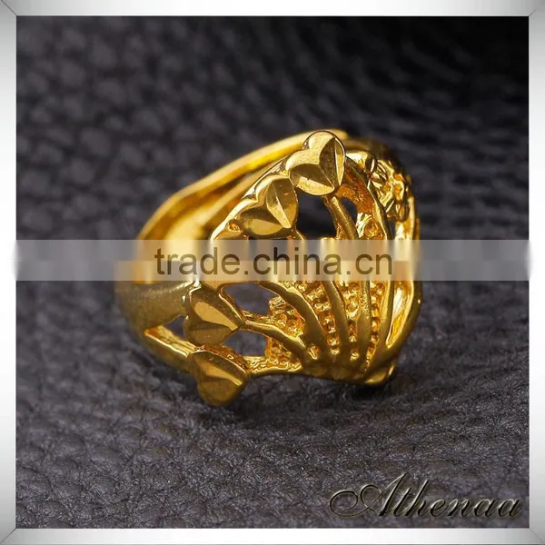 18k Gold Plated Handmade Feather Shape Essential Oil Crown Ring photo-3