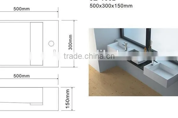 Sanitary Ware China Acrylic Solid Surface Wash Basin, Aritificial Stone Solid Surface Acrylic Wall Hang Wash Basins photo-4