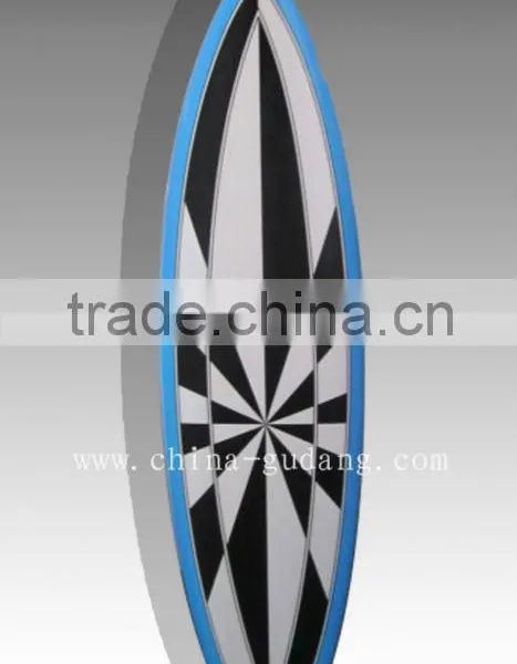 Black hypnotic design fiberglass retro surfboard