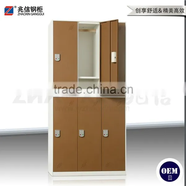 Compartment 6-door Steel Locker Digital Lock Wardrobe Locker Furniture