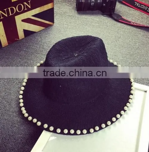 2016 Latest Pearl Design Beach Sun Hats Hot Sale Original Cheaper Sale Ladies Hat Wholesale China photo-4