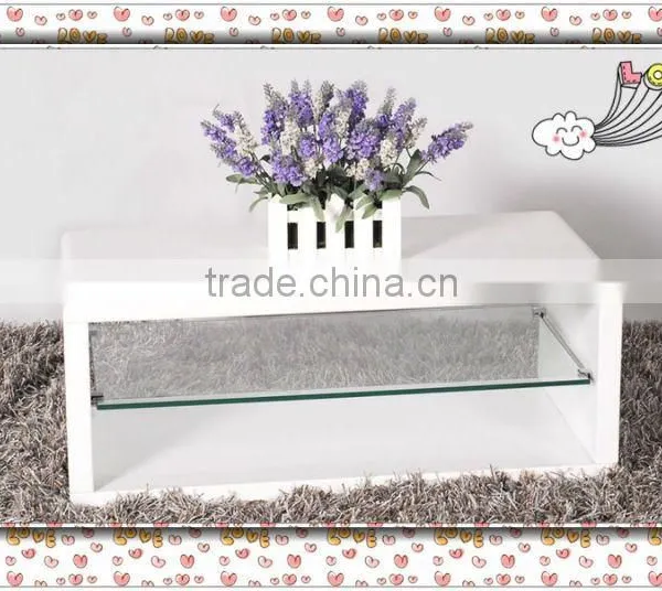 Modern TV Stand With High Gloss White and 8mm Tempered Glass Shelf