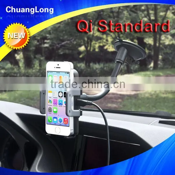 360 Degree Rotatable Gooseneck Windshield Car Holder Wireless Charger for 3.5-5.8 Inch Smart Phone
